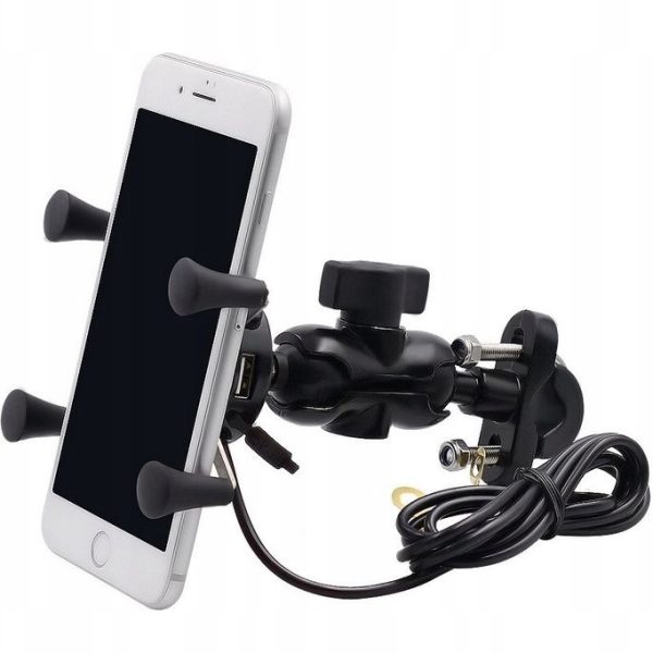 Uchwyt GPS Telefon na Motocykl Gniazdo USB Mocowanie Pająk Typ X