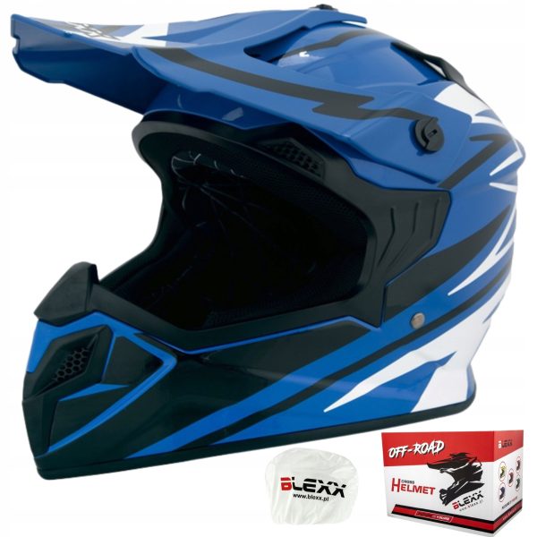 Kask crossowy BLEXX dziecięcy MD-911 Junior Niebieski/Czarny L
