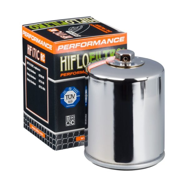 Hiflo filtr oleju HF171 Harley-Davidson/Buell nakrętka 17MM (racing Chrom)