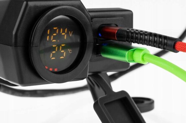 Gniazdo zapalniczki USB Woltomierz Termometr MUS50