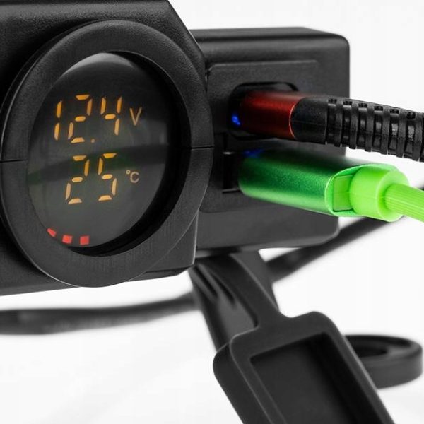 Gniazdo zapalniczki USB Woltomierz Termometr MUS50