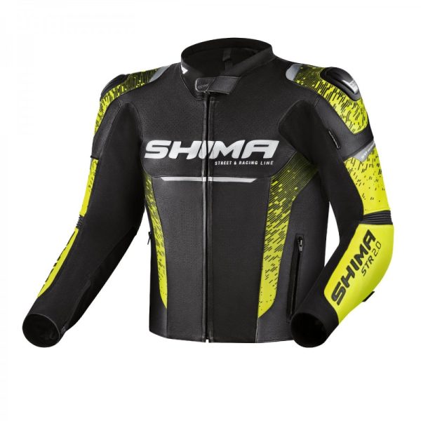 Kurtka skórzana Shima Str 2.0 Black/Fluo Men